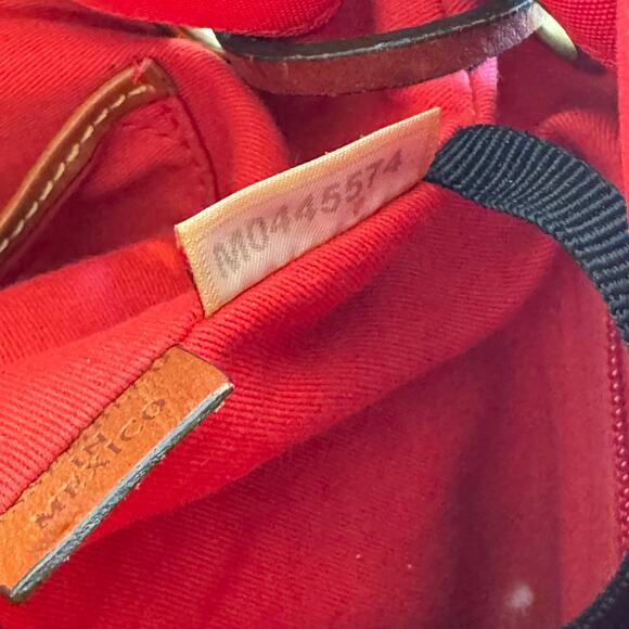 Dooney & Bourke Nylon Shopper Tote Leather Trim Drawstring Red Bag Purse - Picture 9 of 9